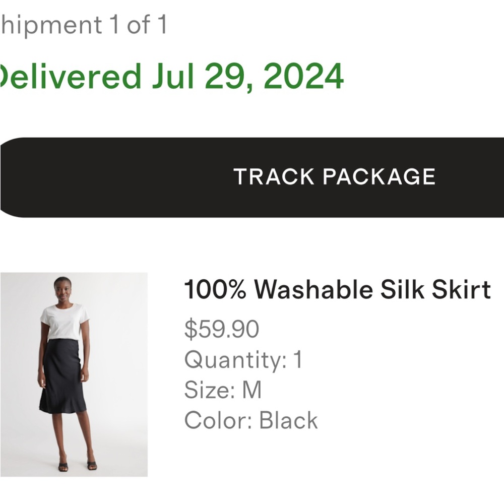 Quince 100% Washable Silk Black Skirt - Women's